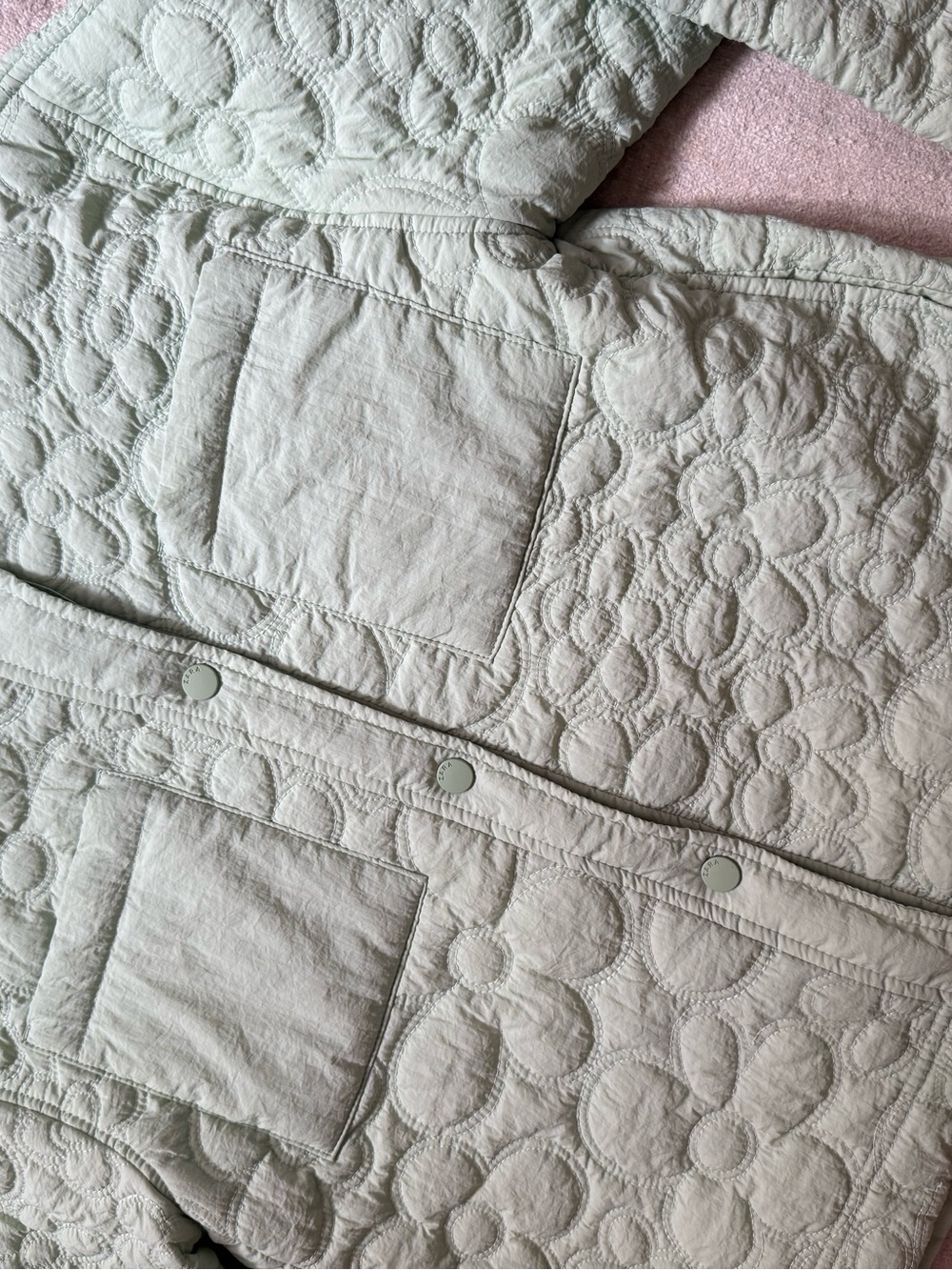 Zara Kids Sage Green Floral Quilted Jacket 11-12 - Picture 6 of 8